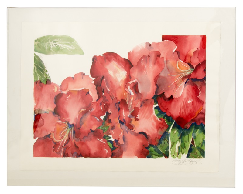 800x640 Gary Bukovnik Large Signed, Amaryllis Watercolor Lofty Marketplace