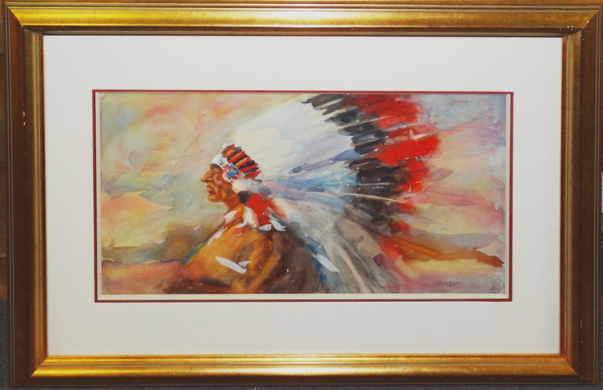 1952x1263 American Indian Chief Watercolor Modernism
