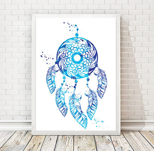 500x491 Dreamcatcher Watercolor Art Print Native American Indian