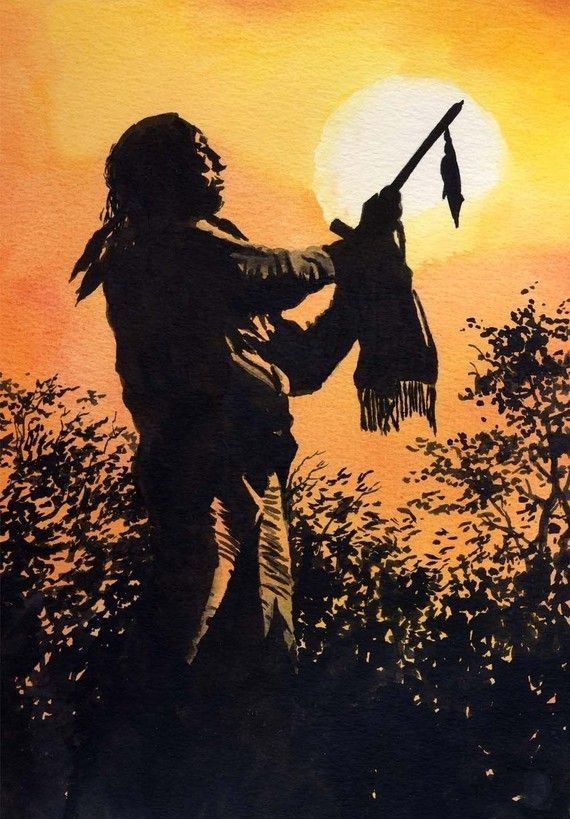 570x819 Sunset Prayer Native American Indian Watercolor Painting Art Print