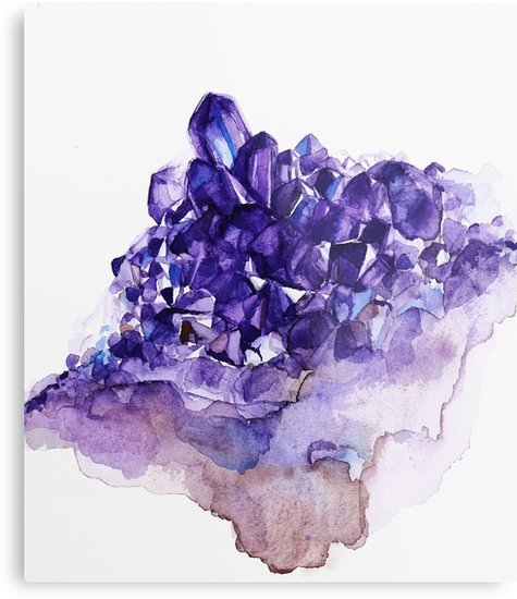 475x550 Amethyst Watercolor Metal Prints By Jenmerli Redbubble