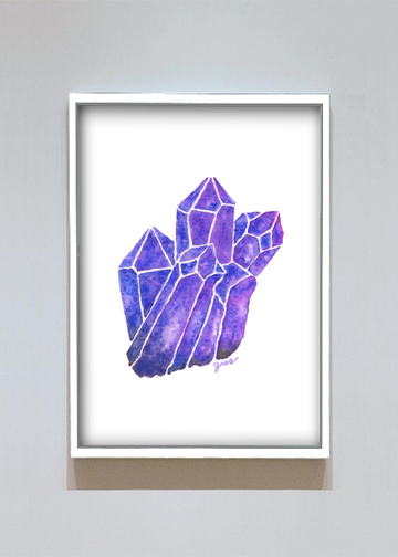 360x504 Giclee Prints Amethyst Crystal Watercolor Jess Kay Crystals