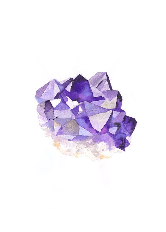 570x798 Amethyst Original Watercolor Painting By Songdancedesign On Etsy