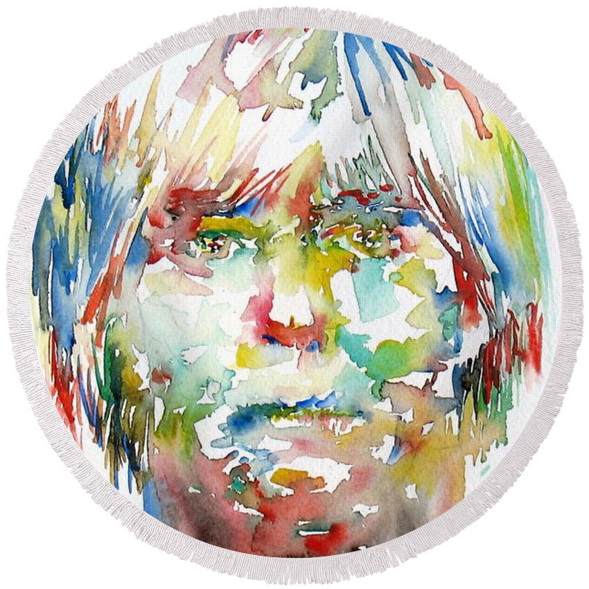 850x850 Andy Warhol Watercolor Portrait Round Beach Towel For Sale By