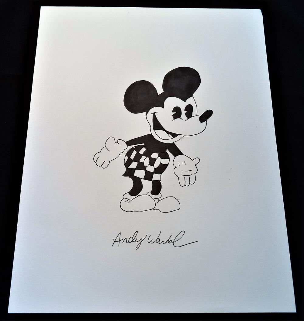 1000x1056 Signed Andy Warhol Watercolor Painting Disney Mickey Mouse