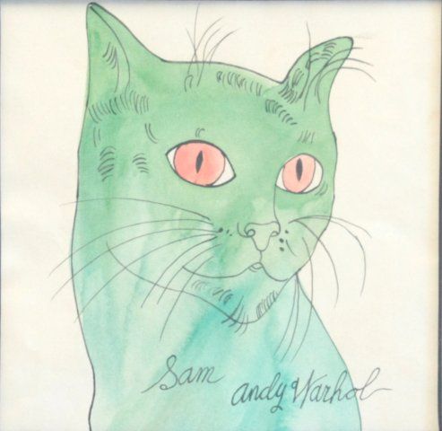 493x480 Watercolor After Andy Warhol Cat