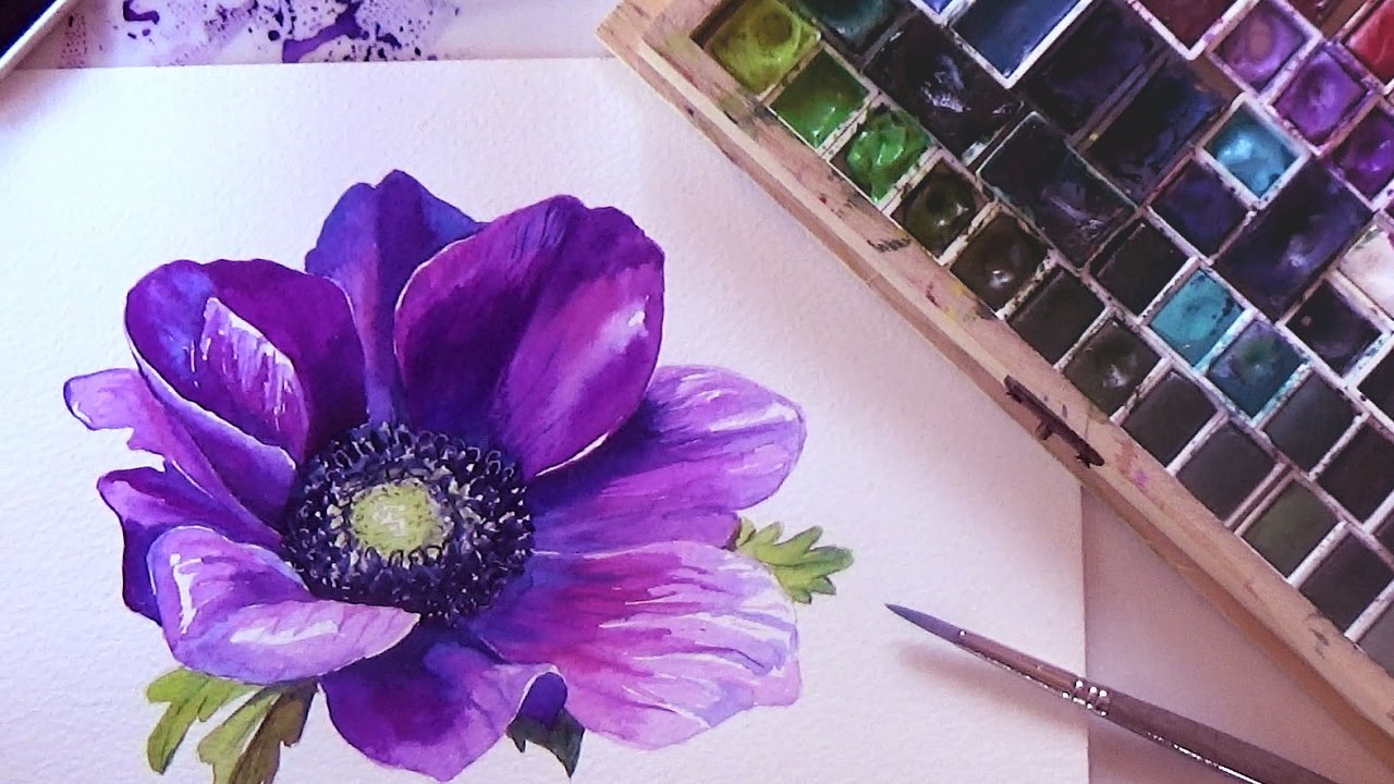 1280x720 How To Paint A Flower In Watercolor. Tutorial Step By Step