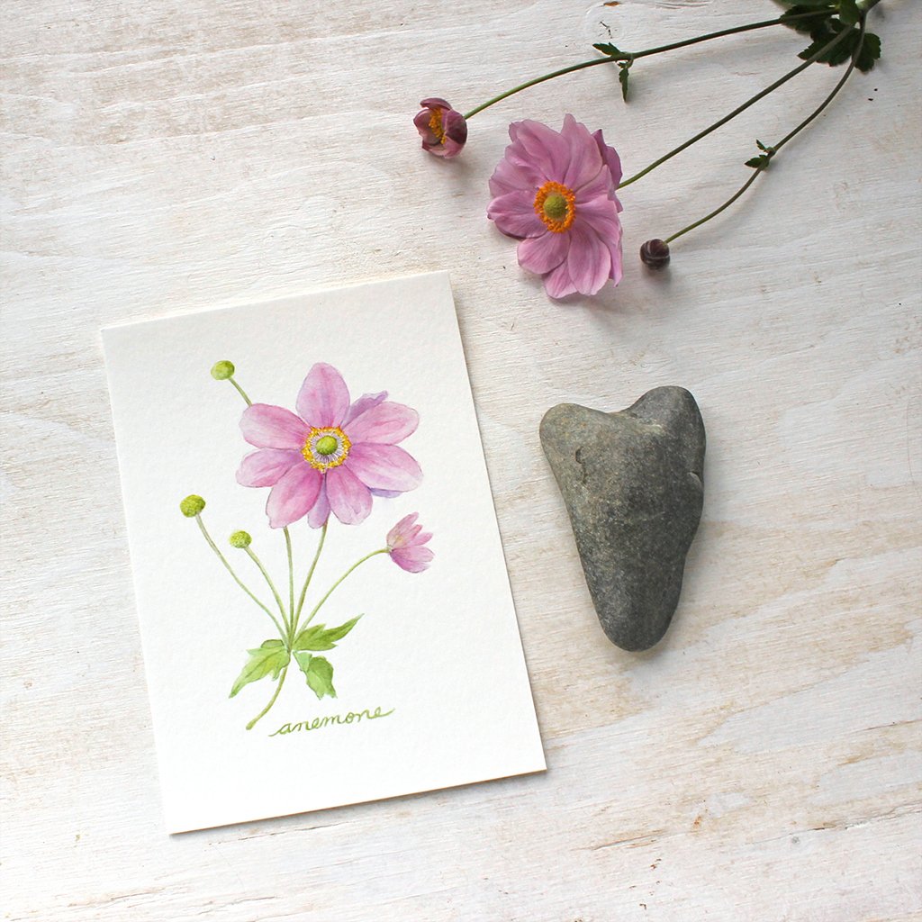 1024x1024 Japanese Anemone Watercolor Print Trowel And Paintbrush