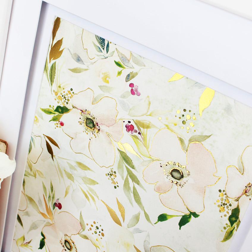 848x848 White Anemone Watercolor And Foil Art Print