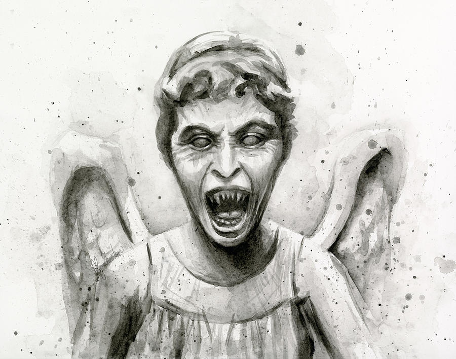 900x708 Weeping Angel Watercolor