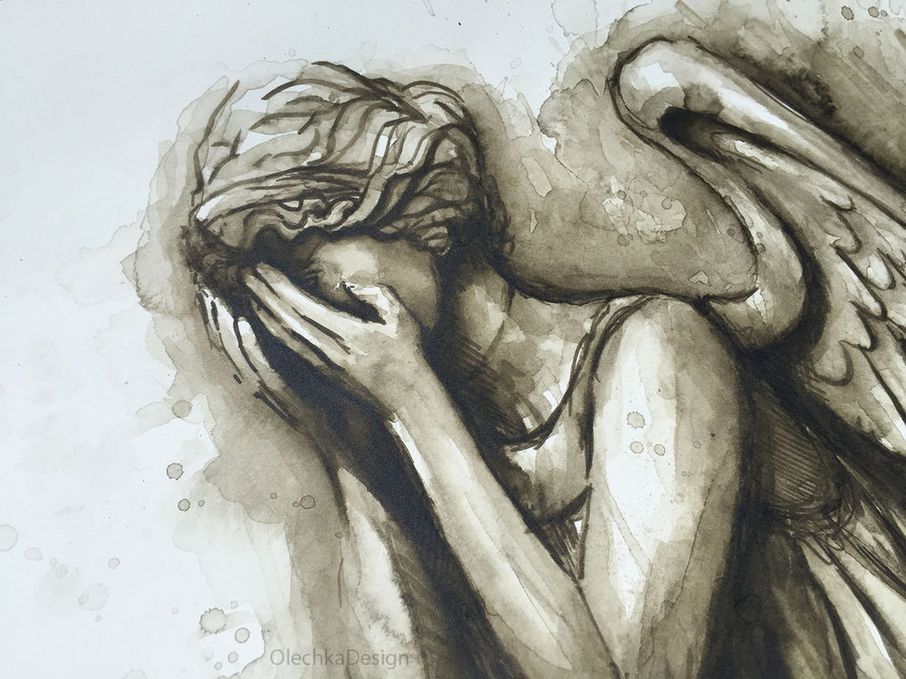 1000x750 Weeping Angels Watercolor Olechka Design
