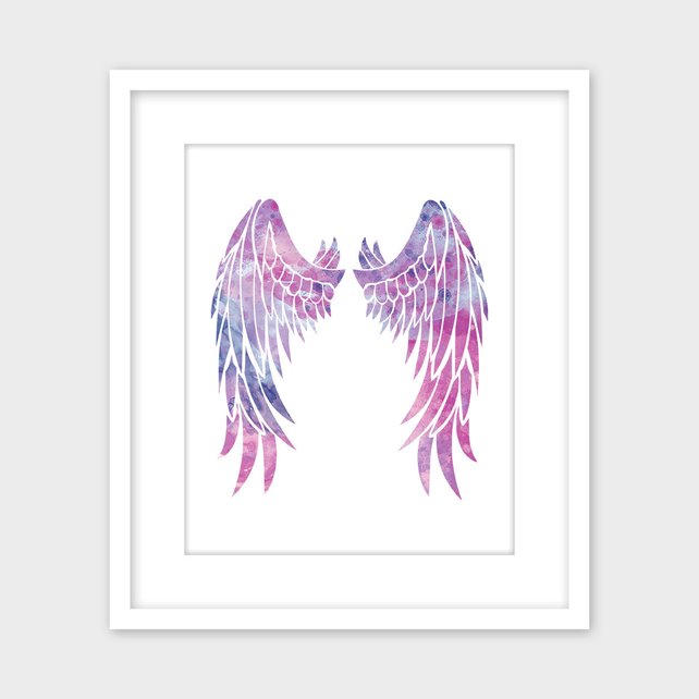 642x642 Angel Wings Watercolor Wall Art Print Printable Etsy