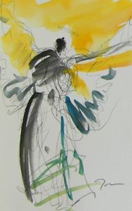 187x300 Jose Trujillo Original Watercolor Painting Impressionism Angel