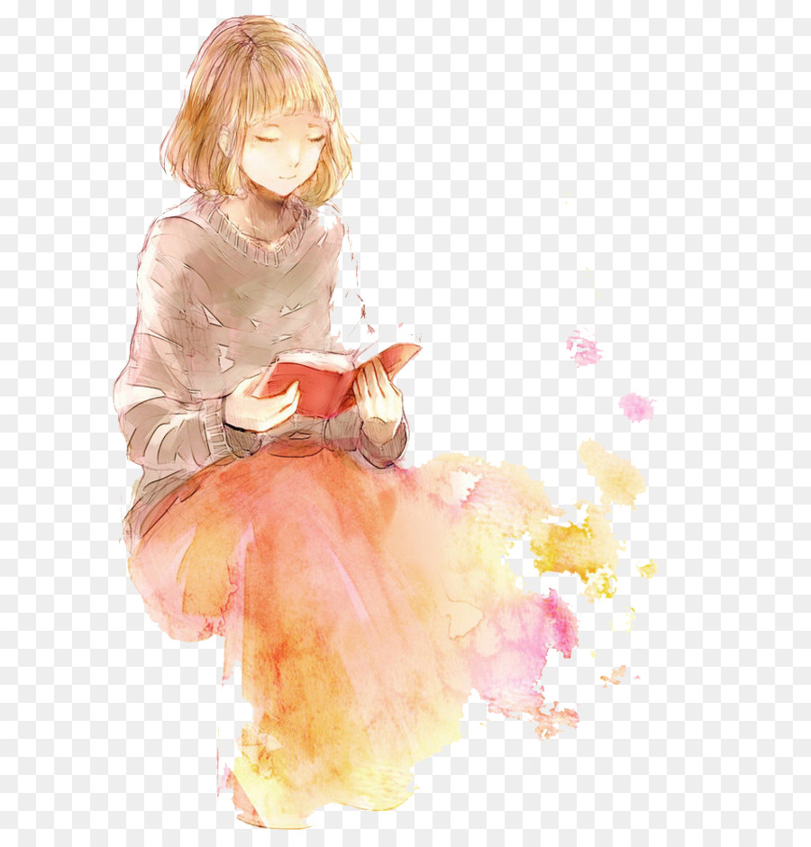 900x940 Download Anime Watercolor Girl