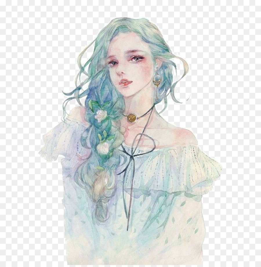 900x920 Download Drawing Watercolor Painting Anime Illustration Lake Blue