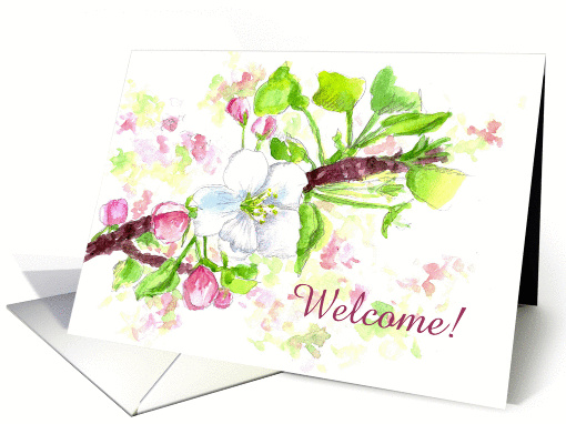 510x382 Welcome New Employee Apple Blossom Watercolor Flowers Card (625288)