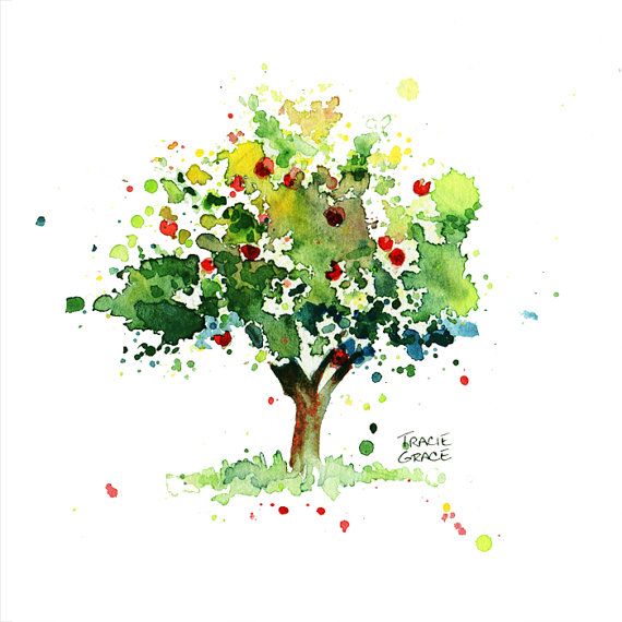 570x570 Apple Tree Watercolor Painting By Traciegraceriesgo On Etsy