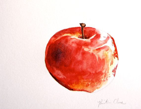570x440 Watercolor Painting, Original, Apple Study, Small Painting