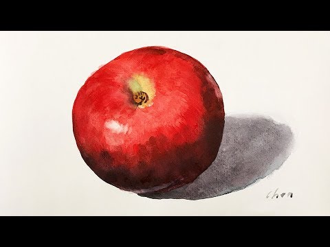 480x360 Watercolor Painting Of A Red Apple For Beginners