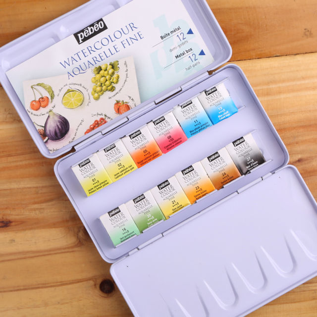 640x640 Pebeo Artist Paint Watercolour Aquarelle Fine 12 Half Pans Pocket