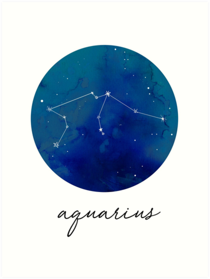 413x549 Aquarius Watercolor Zodiac Constellation Art Prints By