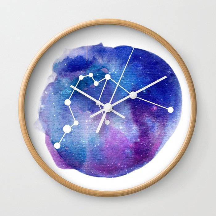 700x700 Aquarius Watercolor Zodiac Constellation Wall Clock By