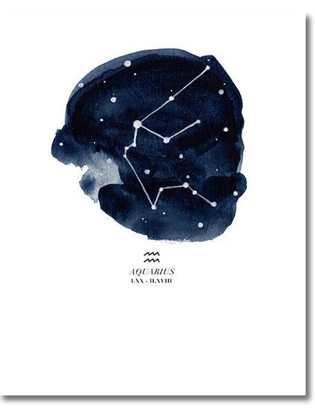 456x600 Aquarius Zodiac Constellation Print Stjerne Tegn
