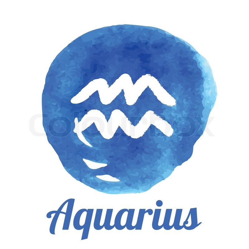 800x800 Watercolor Zodiac Icon Set Aquarius Stock Vector Colourbox