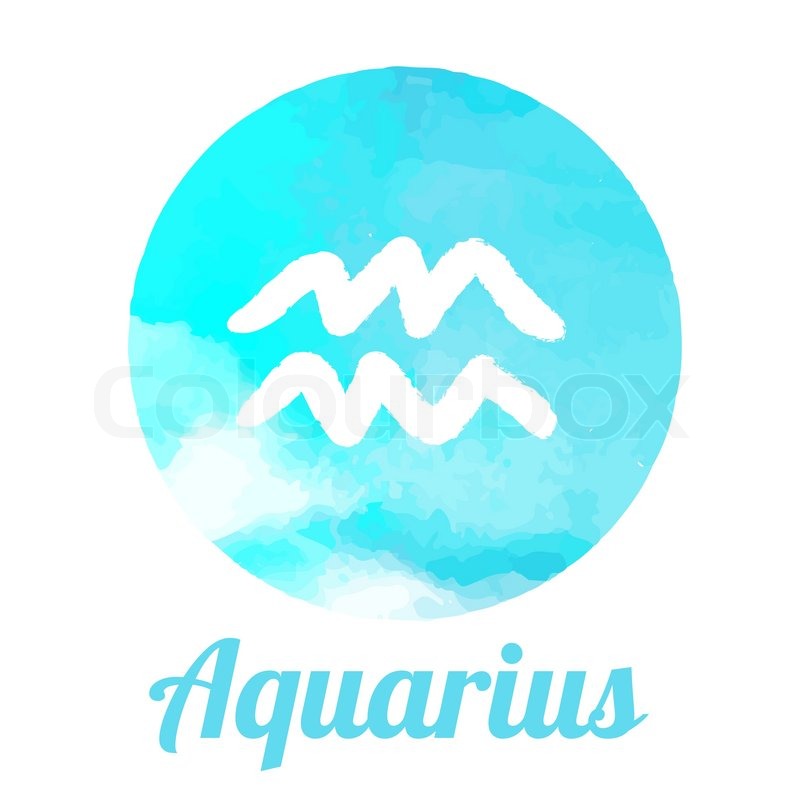 800x800 Watercolor Zodiac Icon Set Aquarius Vector Sign Stock Vector