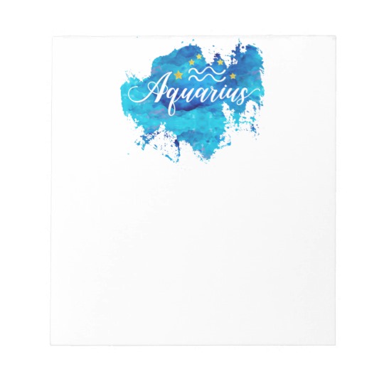 540x540 Zodiac Aquarius Blue Watercolor Gold Stars Notepad