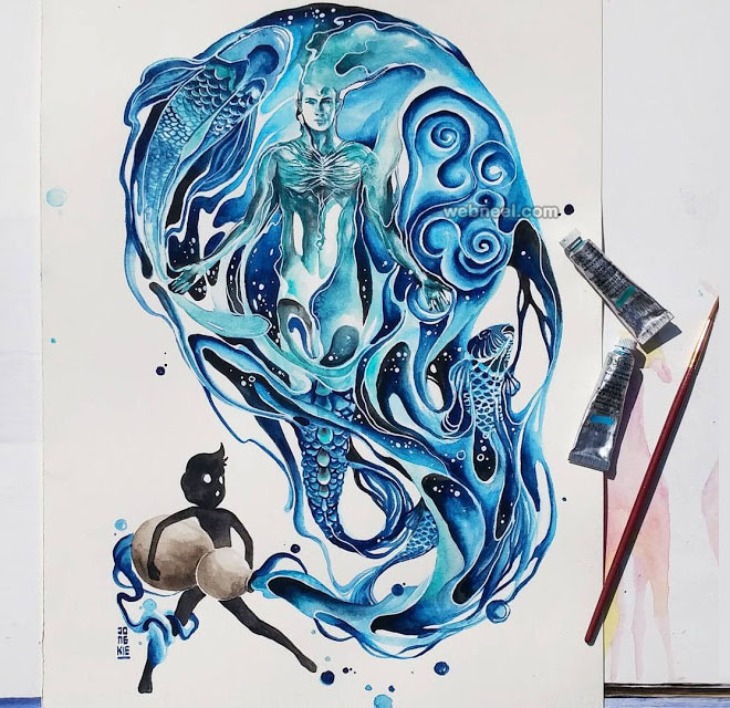 660x640 Aquarius Watercolor Painting By Luqmanreza 7