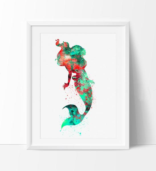 547x600 Ariel Watercolor Print, Disney Art, Mermaid Print Watercolor Art