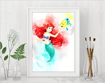 340x270 Ariel Watercolor Etsy