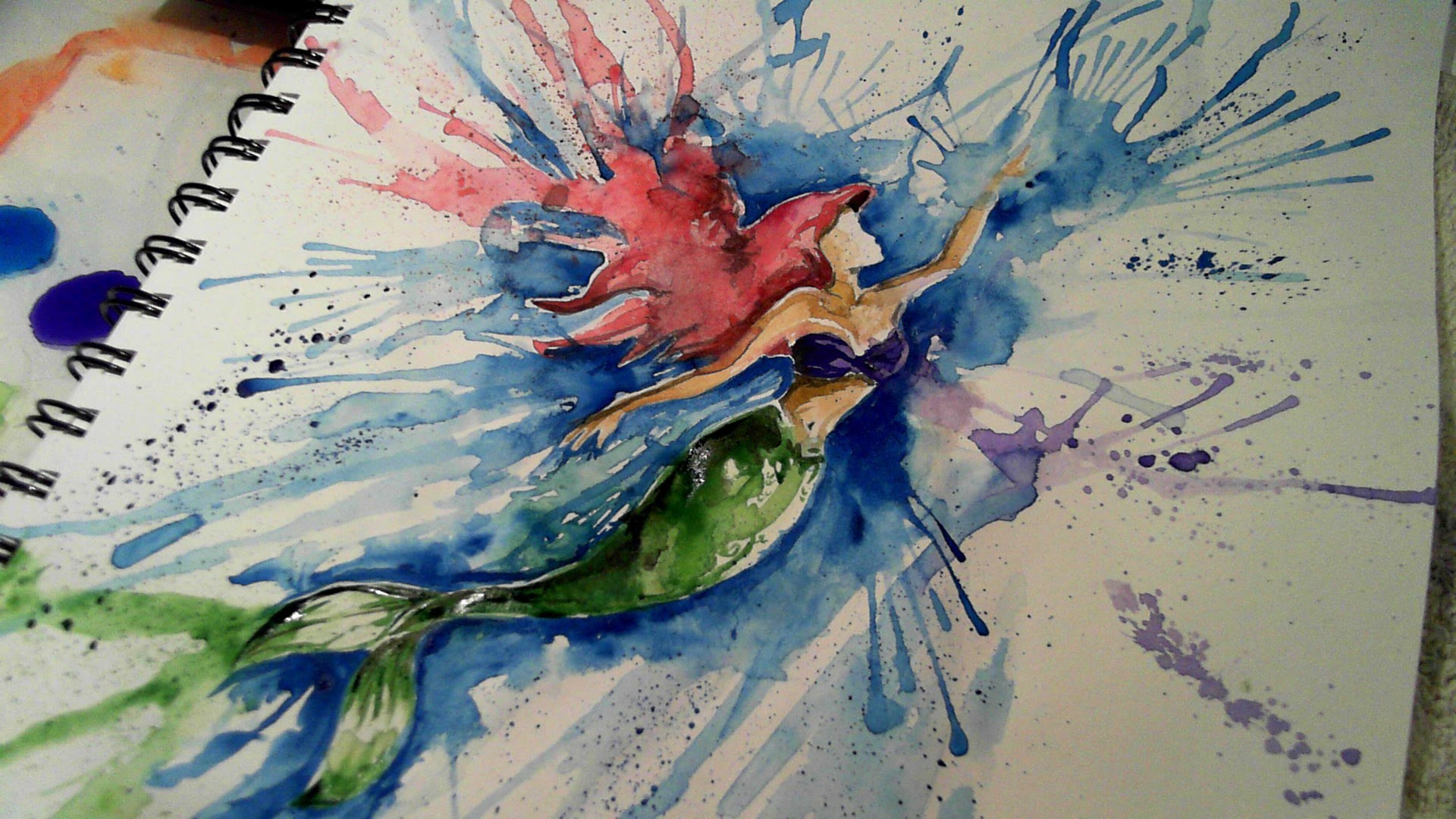 1920x1080 Watercolour Ariel Painting