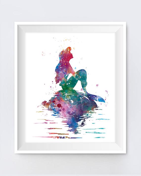 570x713 Princess Ariel Art Print Ariel Little Mermaid Watercolor Etsy
