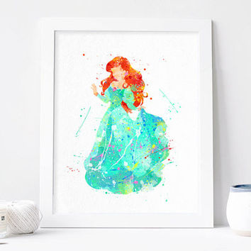354x354 Princess Ariel Watercolor Disney Art From Aquartis Watercolor