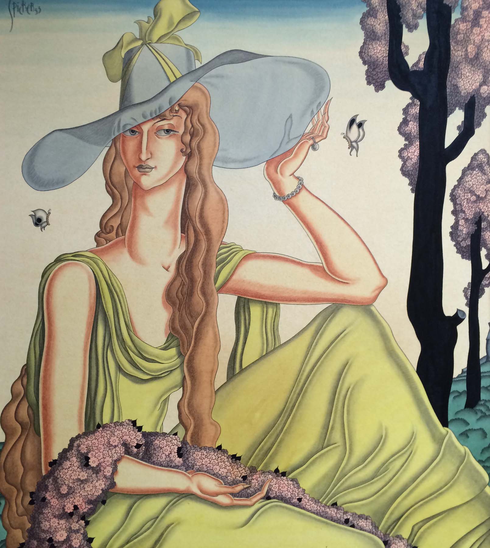 1610x1800 Frank Spicker American Art Deco Watercolor 1933 Modernism