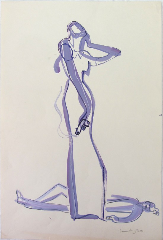 550x809 He Done Her Wrong! Watercolor By Jerry Roth Original American Art