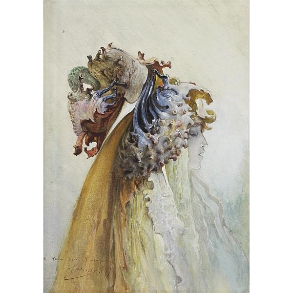 600x600 Rene Lalique Art Nouveau Watercolor