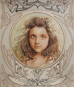 257x300 Edouard Gendrot Watercolor Drawing Portrait Child Young Girl