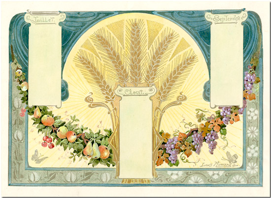 550x401 Four Lithographed Art Nouveau Calendar Maquettes, Finished In