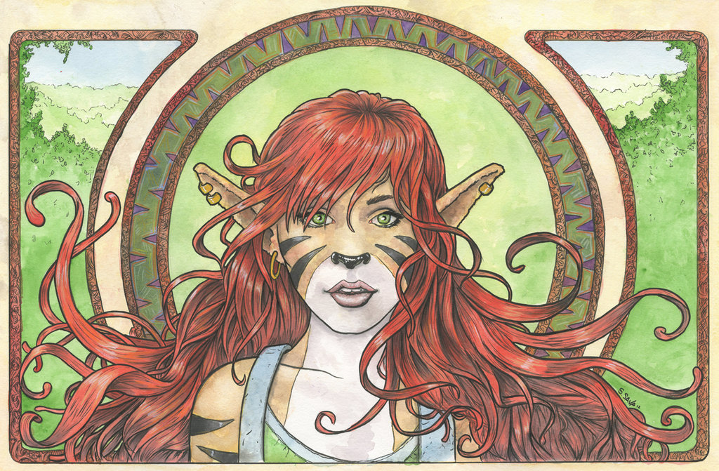 1024x671 Felicity Art Nouveau Watercolor Painting... By Ssava