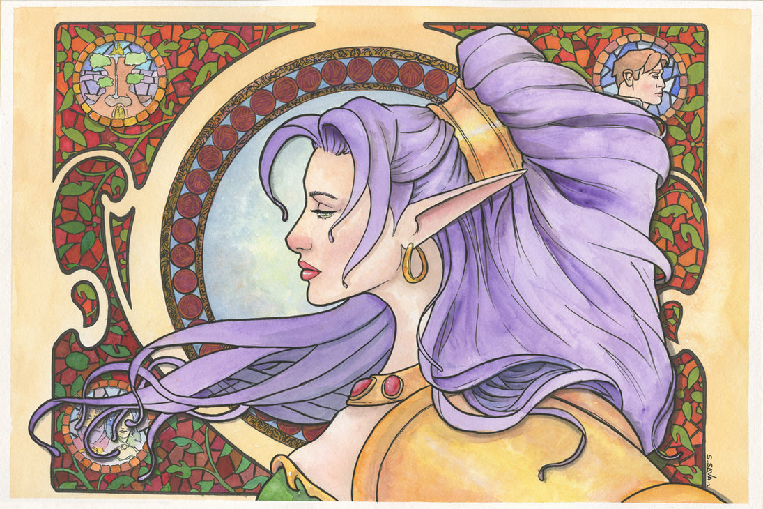 1095x730 Nastajia Ashenheart Art Nouveau Watercolor... By Ssava