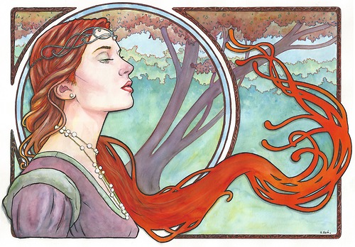 500x348 This Is The 17th Art Nouveaualphonse Mucha Inspired Watercolor