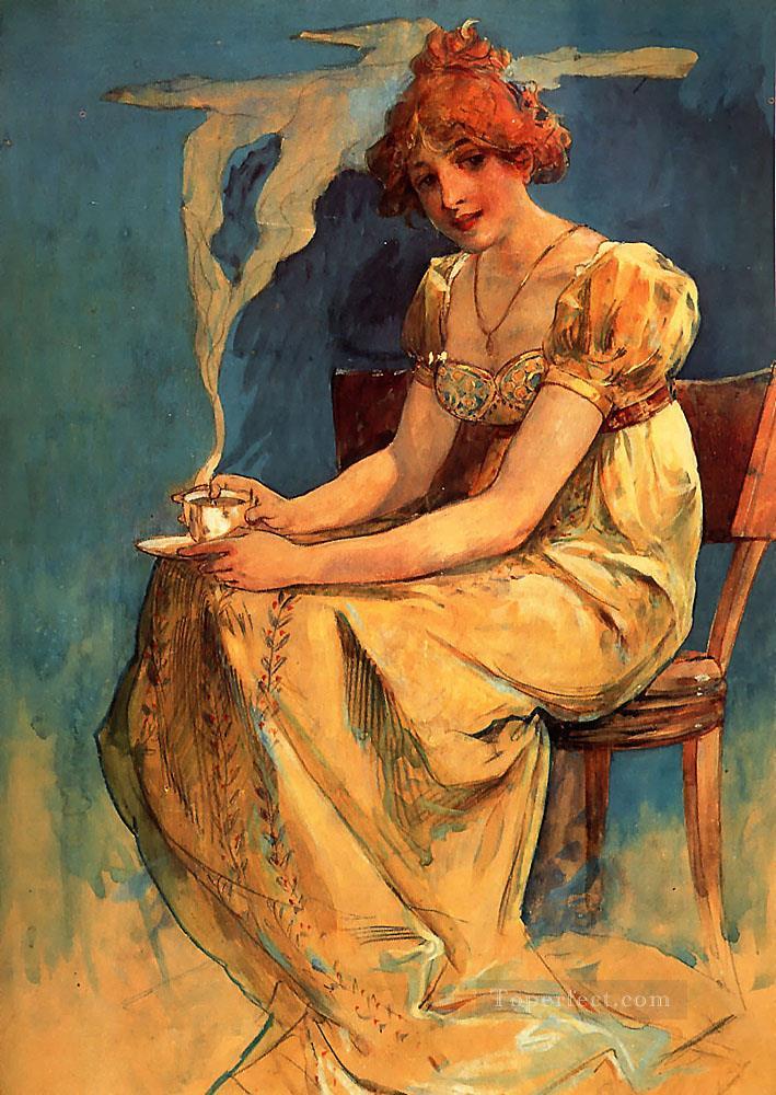 709x1000 Untitled Czech Art Nouveau Distinct Alphonse Mucha Watercolor