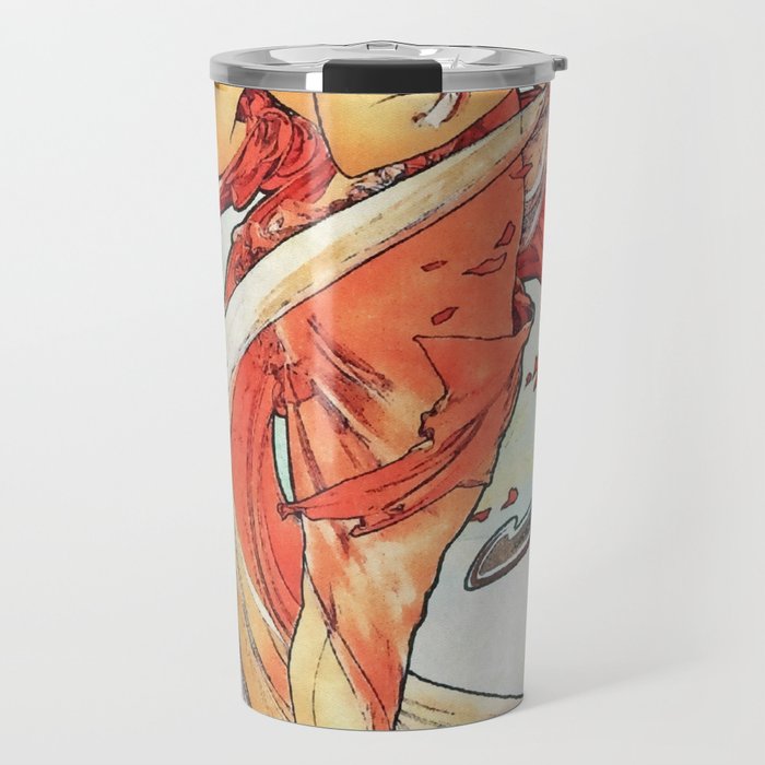 700x700 Alphonse Mucha Dance Art Nouveau Watercolor Painting Travel Mug By
