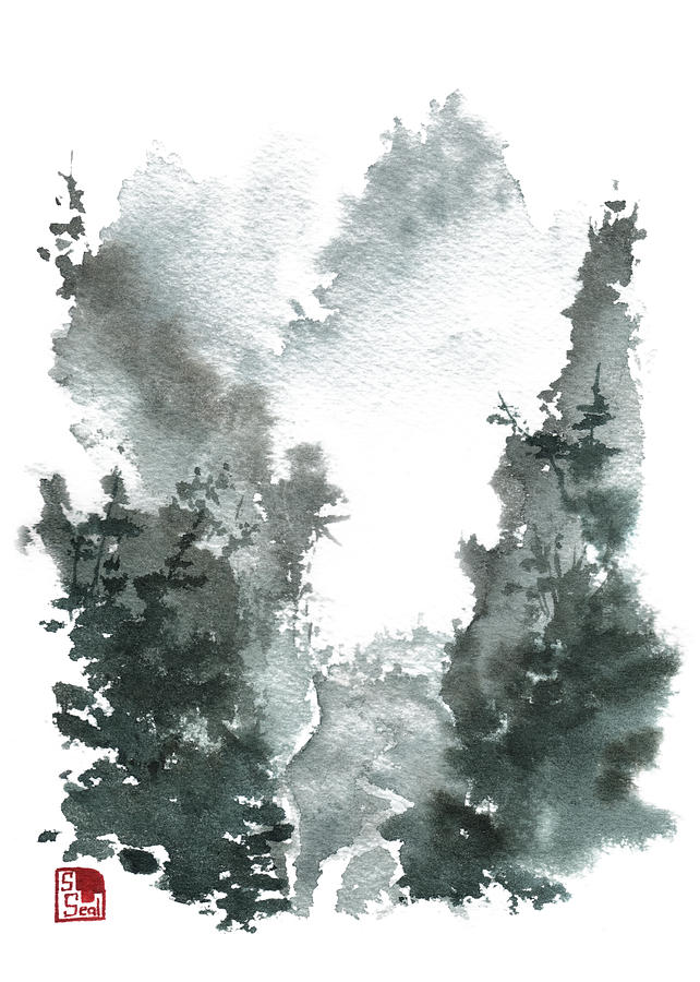 642x900 Chinese Landscape Mistyvalley Painting By Sean Seal