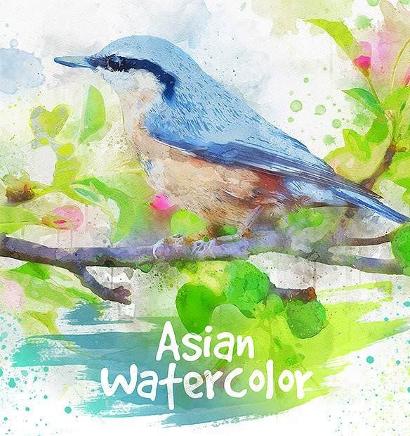 584x620 Freemium] Asian Watercolor Photoshop Action