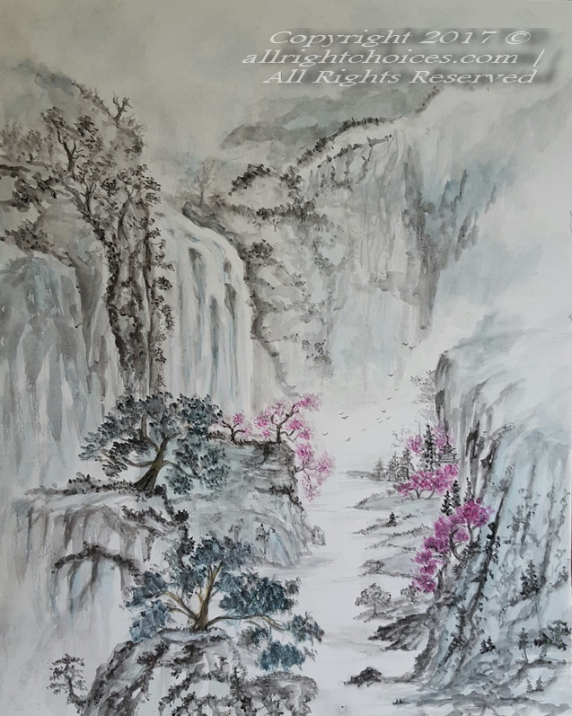 637x797 Asian Landscape In Watercolor All Right Choices