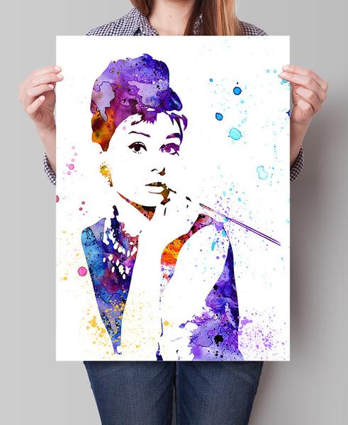 491x600 Audrey Hepburn Poster Watercolor Art, Audrey Hepburn Art Celebrity